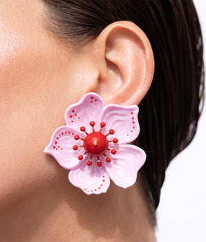 Katerina Psoma Cassia Pink Flower Earrings