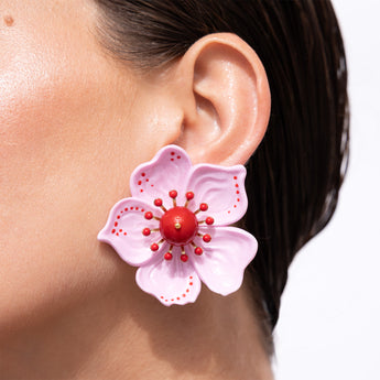 Katerina Psoma Cassia Pink Flower Earrings