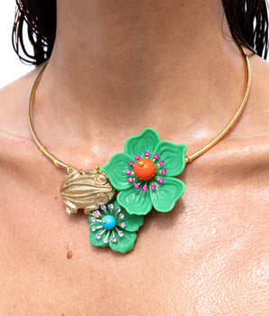 Katerina Psoma Cassia Green Flower Collar Necklace