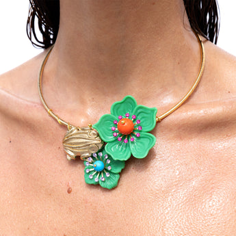 Katerina Psoma Cassia Green Flower Collar Necklace