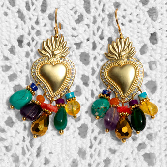Katerina Psoma Amore Dangle Earrings with Various Stones