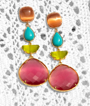 Katerina Psoma Eleanor Pink and Orange Dangle Earrings