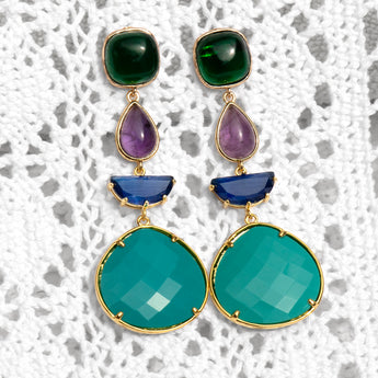 Katerina Psoma Eleanor Turquoise and Green Dangle Earrings