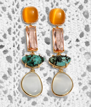 Katerina Psoma Eleanor White and Orange Dangle Earrings