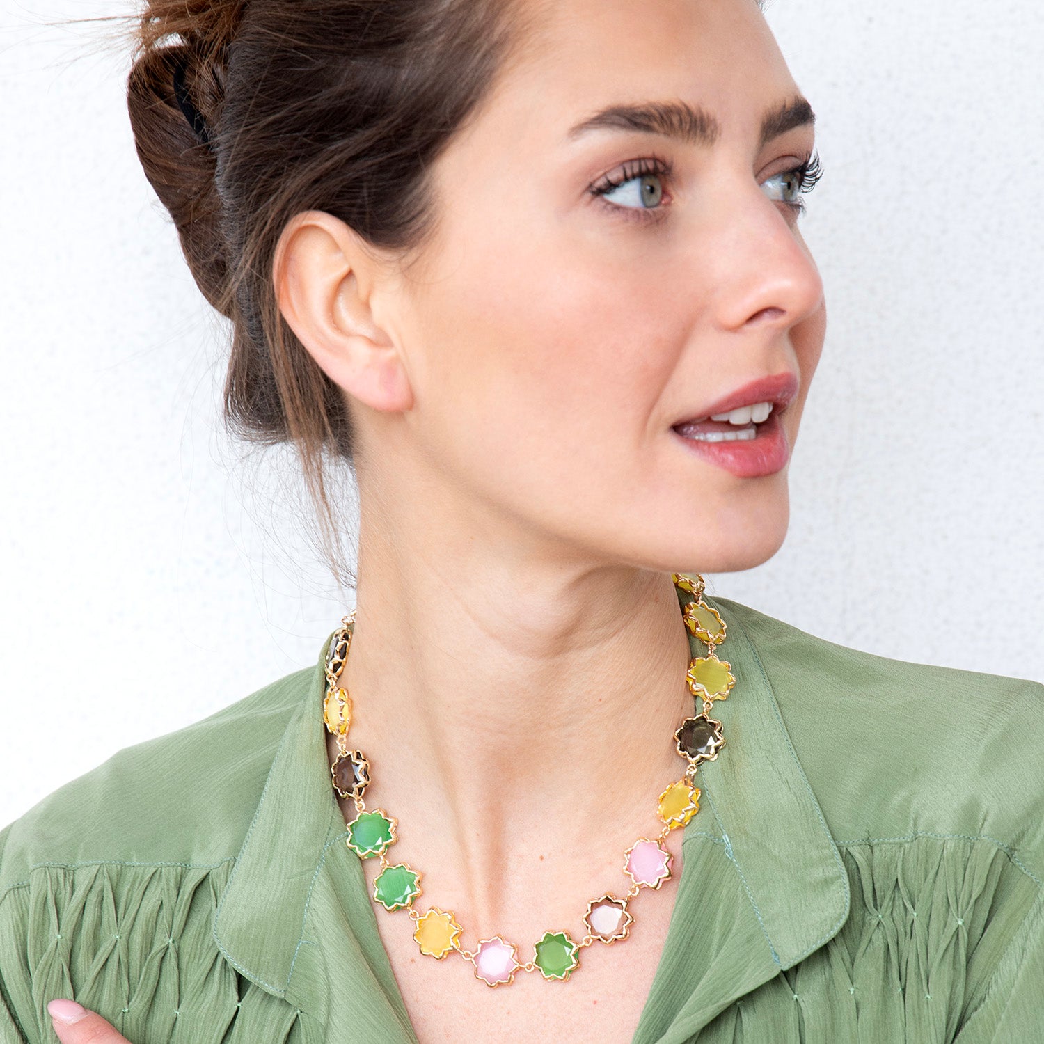 Katerina Psoma Short necklace with colorful beads costume jewelry