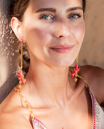 katerina psoma long flower dangle earrings