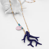Katerina Psoma Blue Murano Coral Chain Pendant Necklace