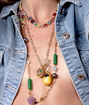 Katerina Psoma long necklace with MULTI COLORED stones