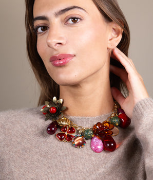 Olivia Red Flower Short Necklace