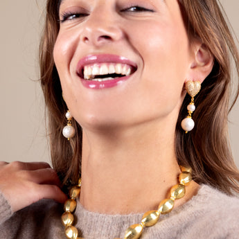 Katerina Psoma Amore White Pearl Stud Earrings