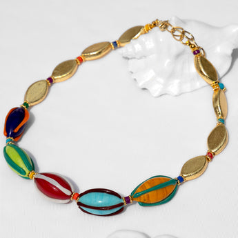 Katerina Psoma Amalia Short Necklace with Murano and gold plated metal beads
