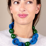 Katerina Psoma short green necklace with blue knots