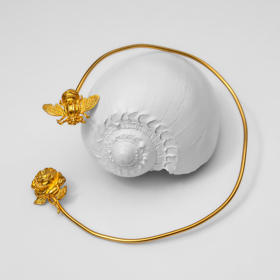 Bee and Rose Collar Necklace