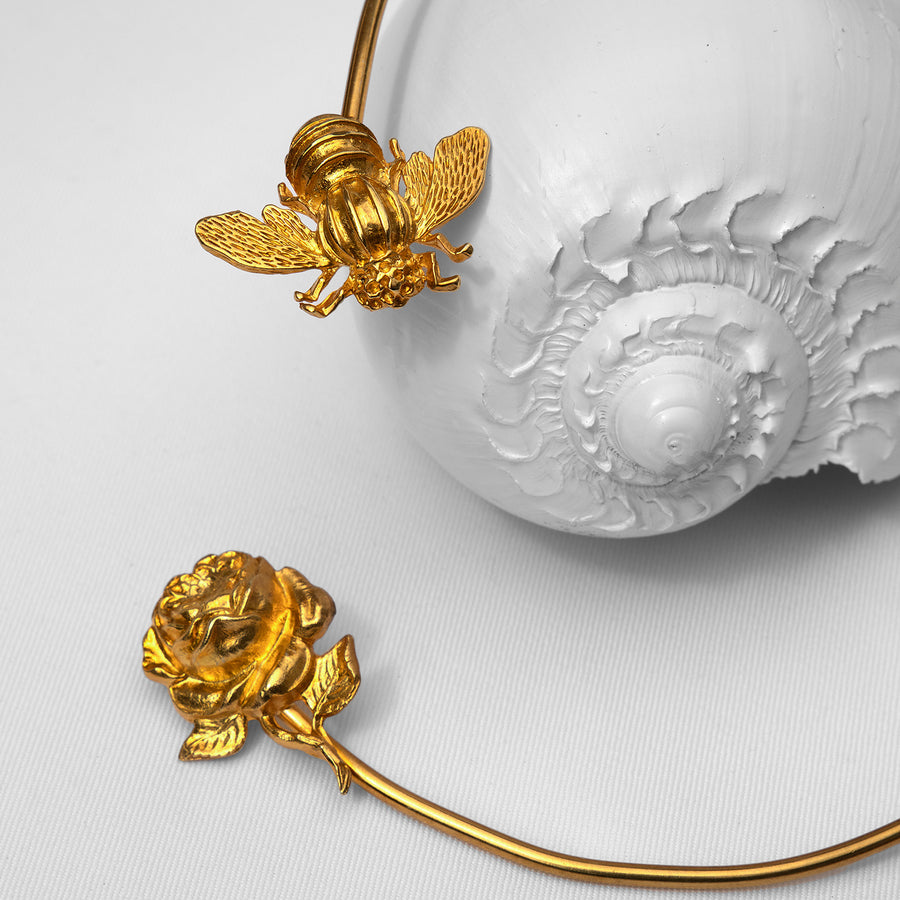 Bee and Rose Collar Necklace