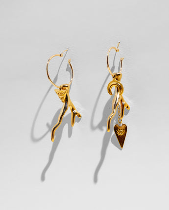 katerina Psoma gold plated hoop earrings with metal corals