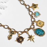Katerina Psoma Claudia Short Chain Necklace with Charms in Blue