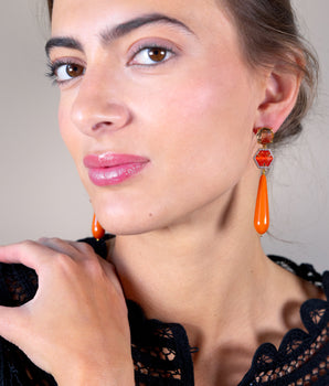 Ruby Orange Drop Earrings