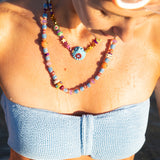 katerina Psoma short necklace with summer beads blue