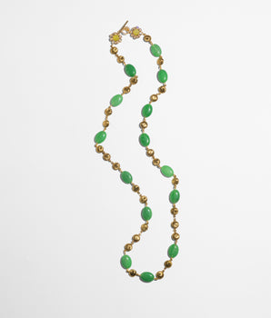 Katerina Psoma long necklace with GREEN JADE stones