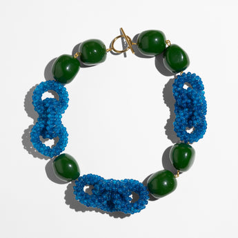 Katerina Psoma short green necklace with blue knots
