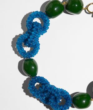 Katerina Psoma short green necklace with blue knots
