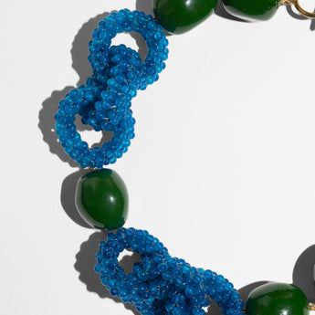 Katerina Psoma short green necklace with blue knots