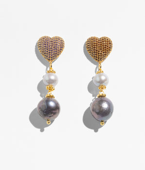 Katerina Psoma Amore Grey Pearl Stud Earrings