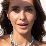 Katerina Psoma Turquoise Short Necklace with charms and crystals