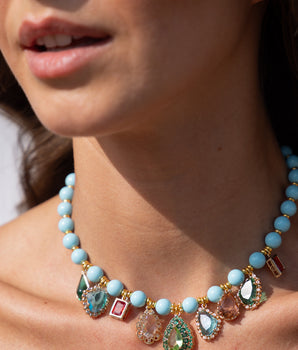 Katerina Psoma Turquoise Short Necklace with charms