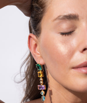 Katerina Psoma Multicoloured Dangle Crystal Earrings
