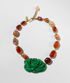 Katerina Psoma Carved rose necklace with carnelian