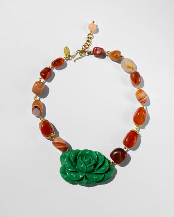 Katerina Psoma Carved rose necklace with carnelian