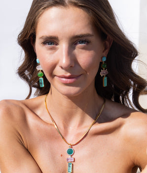 katerina Psoma pink and turquoise dangle earrings