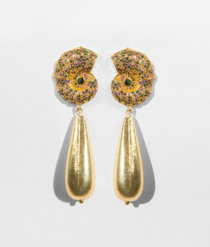 Katerina Psoma Calypso Shell Earrings with Crystals