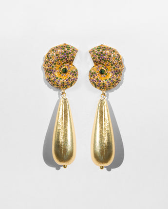 Katerina Psoma Calypso Shell Earrings with Crystals