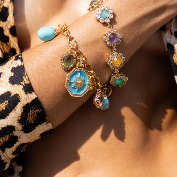 Katerina Psoma Turquoise Bracelet with chain and charms