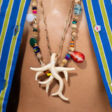 Katerina Psoma Beige Murano Coral Chain Pendant Necklace gold plated chain