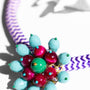 Katerina Psoma Turquoise Flower Short collar Necklace with cord