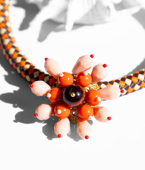 Katerina Psoma Orange Flower Short Necklace with cord