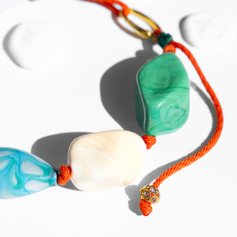 katerina psoma green and beige murano beads necklace detail