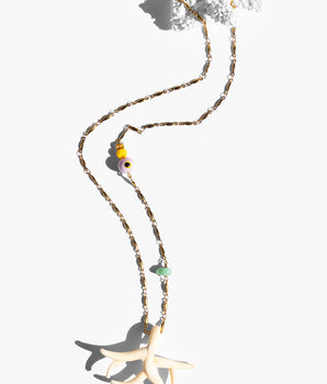 Katerina Psoma Beige Murano Coral Chain Pendant Necklace gold plated chain