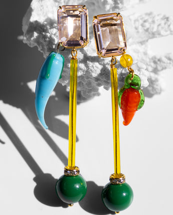 Katerina Psoma Lucy Green and yellow dangle Earrings