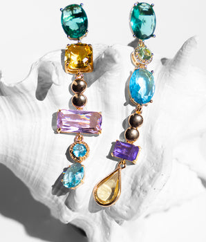 Katerina Psoma Multicoloured Dangle Crystal Earrings