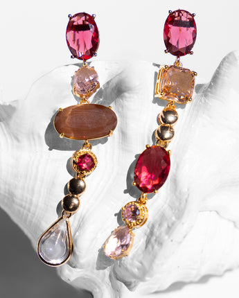 Katerina Psoma Red Crystal Dangle Earrings