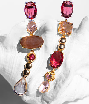 Katerina Psoma Red Crystal Dangle Earrings