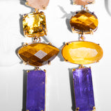 Katerina Psoma Purple and Yellow Dangle Earrings