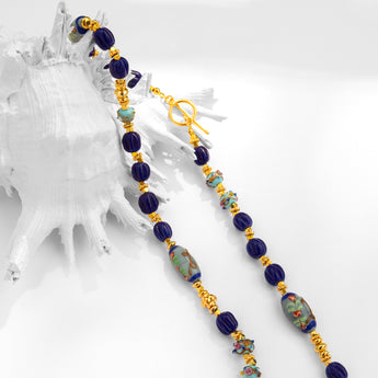 Katerina Psoma Rosalba Blue Long Necklace with Murano Beads