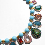 Katerina Psoma Turquoise Short Necklace with charms and crystals