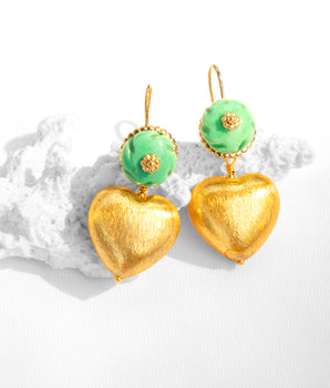 Katerina Psoma Amore Heart Earrings with Chrysoprase