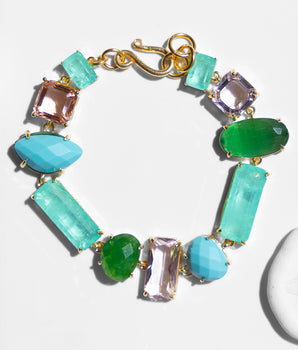 Katerina Psoma Turquoise Bracelet with stones and crystals